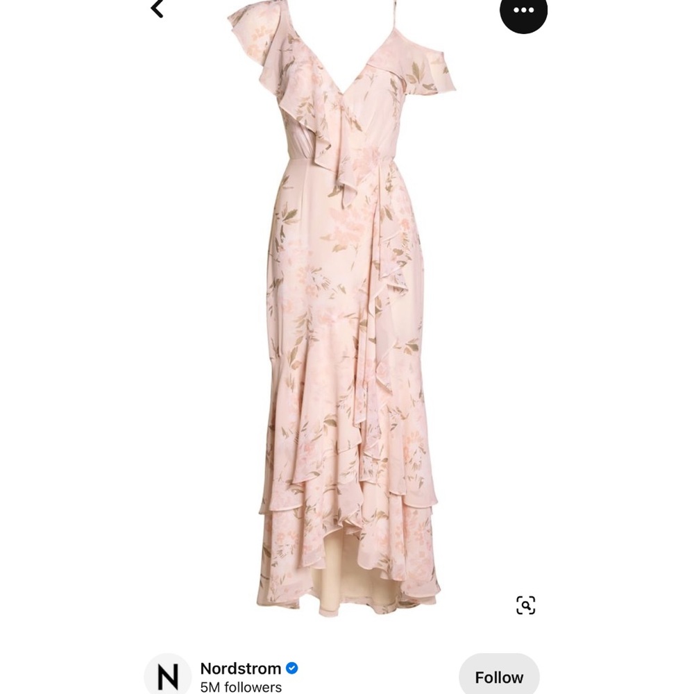 Wayf Elanor Ruffle Faux Wrap Maxi Dress S